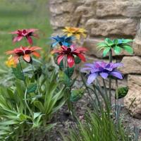 Palos De Jardín Con Flores De Metal En 8 Colores Rustproof Para Decoración De Exterior Y Patio Arte De Jardín Y Ferretería - details 8