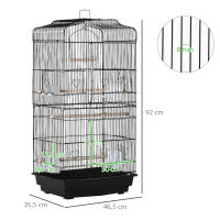 PawHut Jaula para Pájaros 46,5x35,5x92 cm Pajarera de Metal con Puertas 4 Comederos 3 Perchas Columpio Bandeja Extraíble y Asa de Transporte para Loro Canario Periquito - details 2
