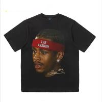 Camiseta De Baloncesto Deportiva De Alta Calle NBA Iverson Para Hombre Manga Corta Cuello Redondo Impreso Sudadera Casual - details 1