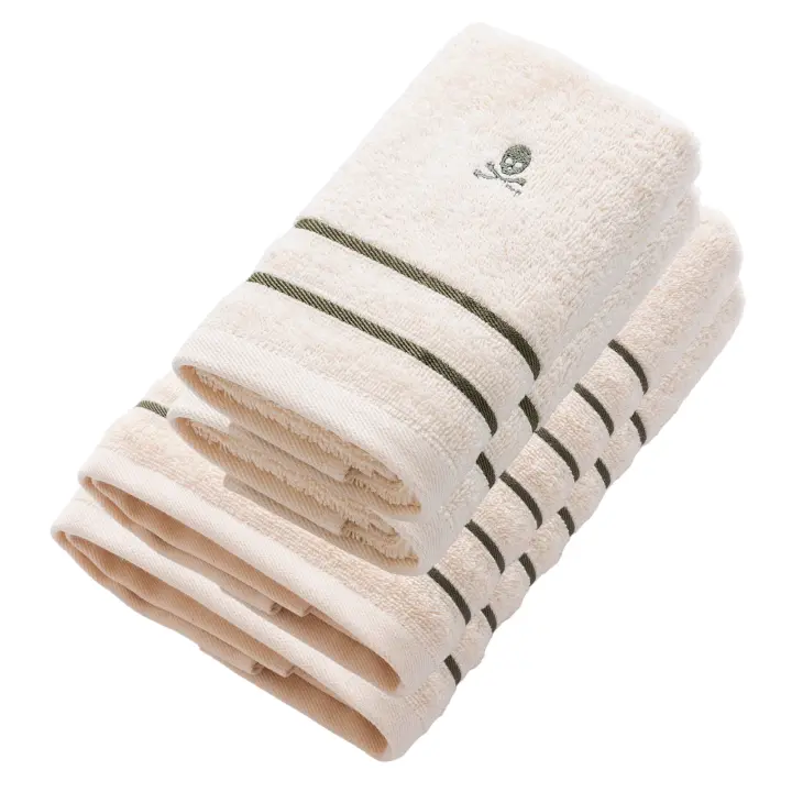 Scalpers Home Set de 4 toallas: 2 invitados (50x30) + 2 lavabo (100x50) algodón gris rayas - 1