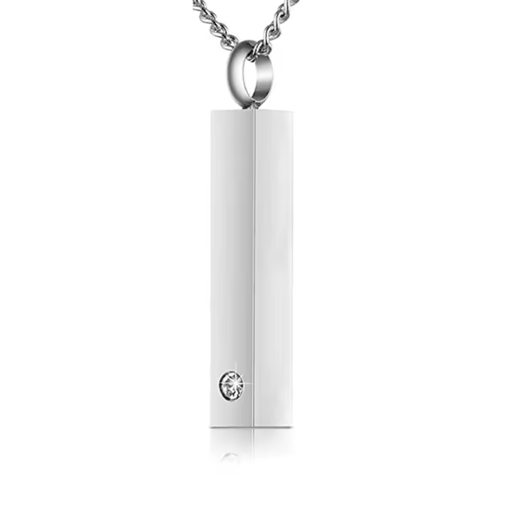 Collar De Memoria Para Hombres Y Mujeres Joyería De Cremación Con Pendentivo De Barra En Acero Inoxidable Para Restos De Animales Pequeños - 1