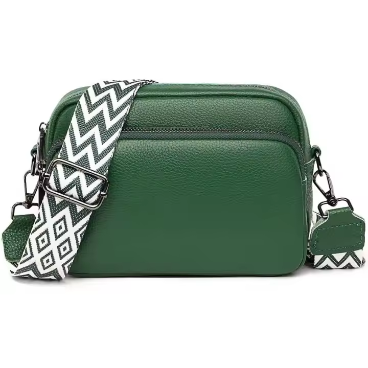 Bolsos cruzados para Mujer: bolsos de cuero y bandoleras with Correa Ancha ajustable, Bolso bandolera para Cámara, ideal para Viajes, compresas, Trabajo, Diary (GREEN) - 1