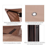 Outsunny Carpa Plegable 3.25x3.25m Gazebo Pabellón Cenador Jardín Doble Techo Mosquitera Bolsa Transporte Marco Acero Tela Poliéster Resistente de Agua - details 4