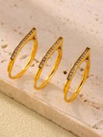 Anillo chapado en oro de 18k con circonita geométrica clásica para mujer, accesorios de joyería impermeables fino de circón colorido de lujo para mujer, anillo de dedo de compromiso Simple chapado en oro de acero inoxidable, regalo de joyería estética - details 6
