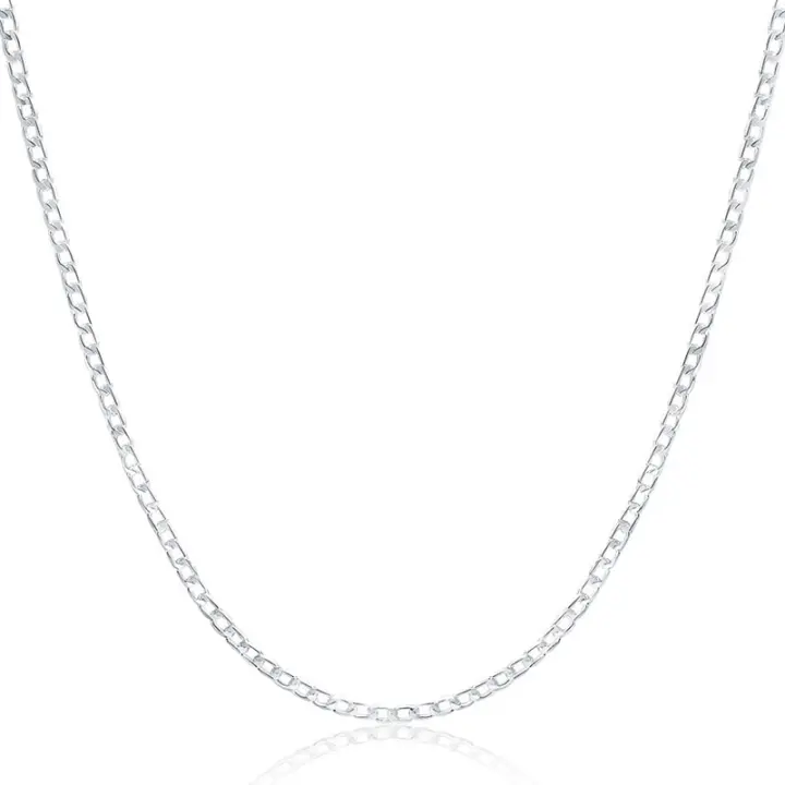 Collar de plata de ley 925 para hombre y mujer, cadena cubana de 4mm de ancho, joyería de moda, regalo - 1