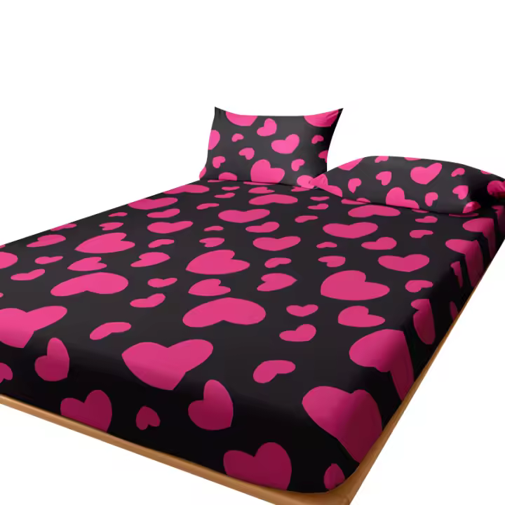 Sábana Ajustada De Corazón Geométrico Sencillo Y Moderno En Acabado Mate Sin Fundas De Almohada Para Dormitorio - 1