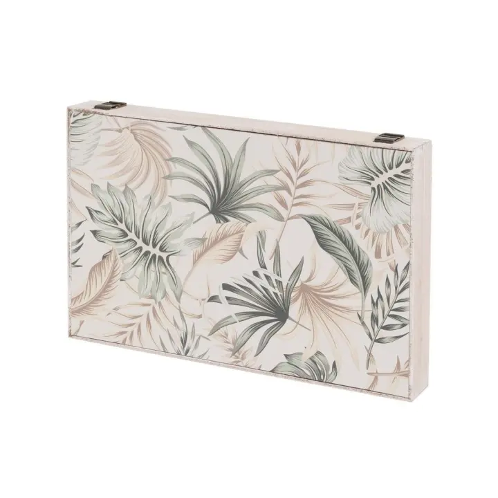 Dcasa Tapa contador luz o cuadro eléctrico de hojas tropical de madera beige y verde de 46x6x32 cm - 1