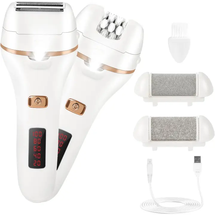 Bikinilijntrimmer voor vrouwen- 4-en-1 elektrische scheerapparaten voor vrouwen- Schaamhaar- Depiladora en elektrische eeltverwijderaar- Nat/droog te gebruiken lichaamshaartrimmer- Oplaadbare ontharing voor bikinilijn- Benen en oksels - 1
