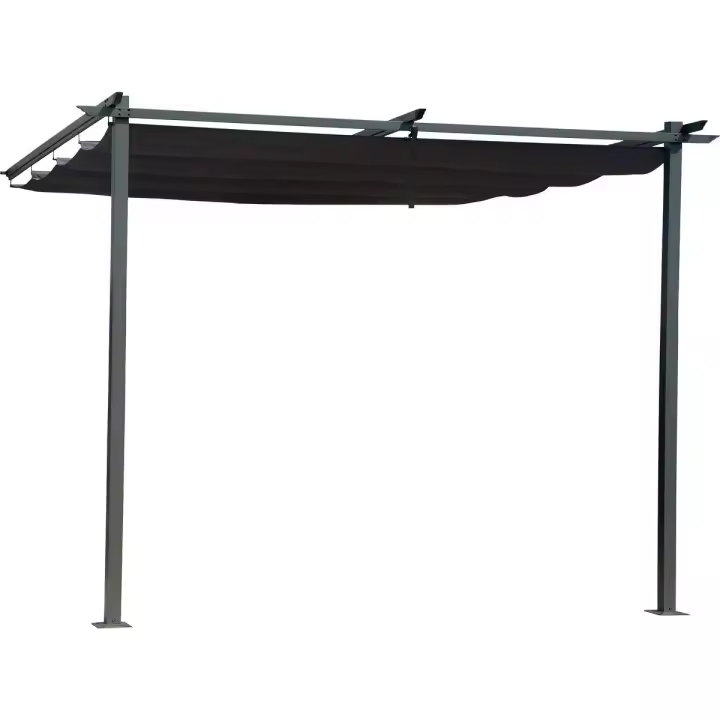Pérgola adosada con techo retráctil - 3 x 3 m - gris antracita - 1