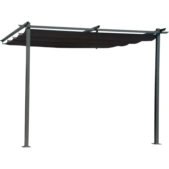 Pérgola adosada con techo retráctil - 3 x 3 m - gris antracita - 1