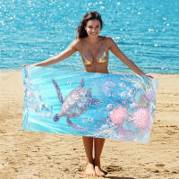Toalla de playa europea y americana, bolsa integrada, mochila de almacenamiento portátil, toalla estampada, toalla de baño - details 4