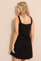 VESTIDO CORTO NEGRO SUSAN - Vestido Corto Negro, Cuello Cuadrado, Liso, Vintage, Elegante, Cómodo, Fluido, Poliester, Polyester, Rayon, Chinlon, Primavera Verano para Mujer - details 3