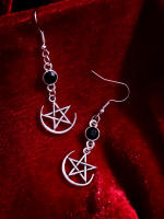 Pendientes Colgantes Góticos Estrella Luna Punk Y2K Para Mujeres Y Hombres Joyería De Fiesta Trenzada Plata Color Nueva Tendencia 2023 - details 1