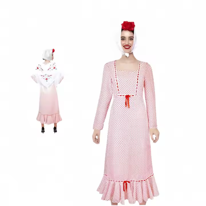 Disfraz de Chulapa Madrileña para Niñas y Adultos, Contiene: Vestido y Pañuelo. - 1