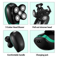 Afeitadora Eléctrica Recargable Para Hombres 5 Cabezas Flotantes Trimmer De Barba Nariz Oreja Cepillo De Rostro Razor Clipper 5 En 1 4D - details 11