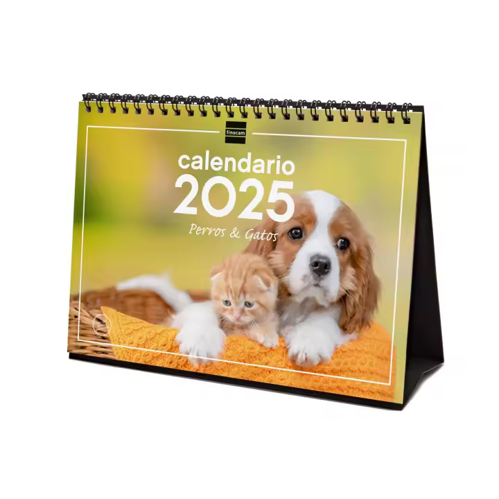 Finocam - Calendario Imágenes de Sobremesa para Escribir 2025 Perros y gatos Enero 2025 - Diciembre 2025 (12 meses) Español - 1