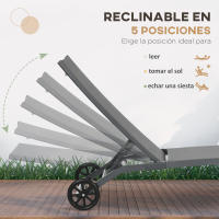 Outsunny Juego de 2 Tumbonas Reclinables de Jardín Sillas de Aluminio para Exteriores con Respaldo Ajustable de 5 Niveles y Ruedas para Playa Piscina 165x66x102 cm - details 4