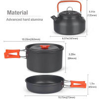 Kit De Cocina Para Camping Y Viajes Set De Cocina Al Aire Libre Equipamiento De Aluminio Olla De Viaje Con Capacidad De 2L Para 2-3 Personas - details 0