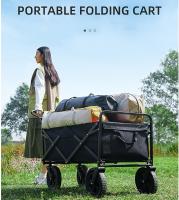 KingnetStore - Carro de Mano Plegable con Ruedas. Multiusos Ideal Playa, Compra, jardín, Camping. Carga hasta 120kg / 150kg. Asa Ajustable. Auxiliar, Herramientas, Bebe, Juguete. Negro / Beige - details 0