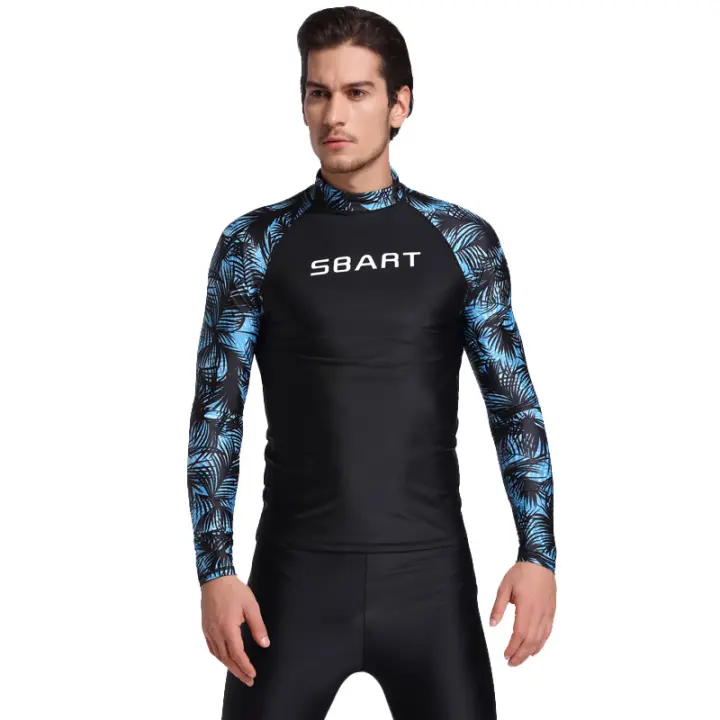 Traje De Baño Para Hombre Con Split Protección Solar Traje De Natación Con Mangas Largas Para Vacaciones Snorkeling Y Surf - 1
