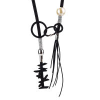 Collar Largo De Moda Bohemia Para Mujer Con Diseño De Borla Joyería Sencilla Y Gótica Accesorios Para Fiesta Correa Elástica De Silicona Color Negro - details 6