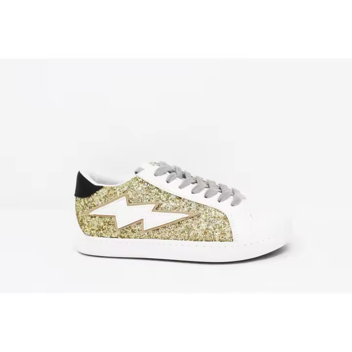 Zapatillas Glitter Doradas con Rayo "Glam Lightning" NIKO AMORE – Diseño Rayo en el Lateral y Suela Blanca - 1
