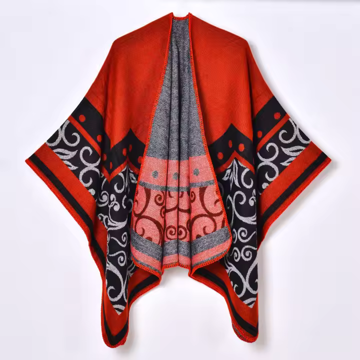 Nuevo chal de mujer estilo étnico Yunnan foto de viaje ropa capa retro imitación Cachemira chal con hendidura - 1