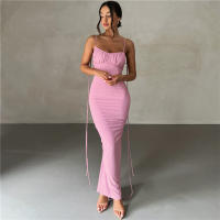 Vestido Mermaid Elegante Para Mujer NIBBER Con Tirantes Y Pliegues Estante Alta Estilo Sexy Y Club Sin Mangas Largo Pierna Vestido De Fiesta De Verano - details 13