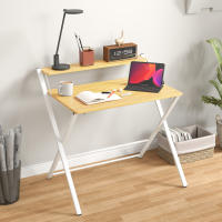 HOMCOM Escritorio Plegable Mesa de Escritorio Plegable con Estante Abierto Escritorio Pequeño para Estudio Hogar Oficina 86x66x82 cm Natural - details 1