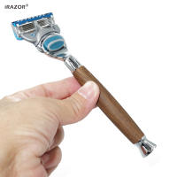 iRAZOR Clásica M5 Afeitadora Manual De Seguridad Con 5 Capas Herramienta De Peluquería Para Barba Y Cabello De Hombre Mango De Grano De Madera Regalo De Cumpleaños - details 4