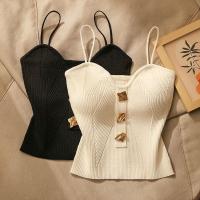 1 Pieza Camiseta De Hombro Halter Pequeña Y Elegante Para Verano Para Mujer Deporte Yoga Transpirable Tejido En Punto Sin Cierre - details 1