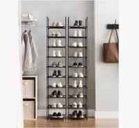10-tier shoe rack, good size and removable, 33x33x173 cm, metal frame and fabric shelves, perfect for hallways and bedrooms, black - details 2