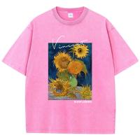 Camiseta De Algodón Van Gogh Con Impresión De Girasol Para Hombre Estampado Gráfico Camiseta Cool De Verano Talla Grande Manga Corta Para Diario - details 10