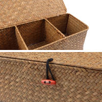 Cesta De Almacenamiento De Seagrass Pequeña De 3 Grillas Rectangular Caja De Almacenamiento Para Mesa Caja De Alimentos Para Niños - details 7