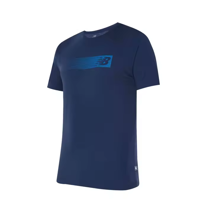 Camiseta de Manga Corta New Balance Heathertech Graphic para hombre en color azul - 1