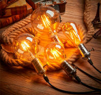 Bombilla LED vintage gold G80 8w, bombilla de filamento carcasa dorada E27 de 800lm, bombilla de estilo vintage decorativo, luz calida 2200K, Don Feliz - details 0