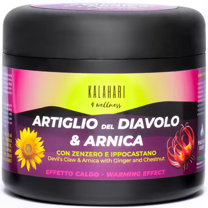 KALAHARI Garra del Diablo y Arnica Gel Extremo - Extra Fuerte - Efecto Calentador para Masajes Musculares y Articulares, Recuperación Muscular, Movilidad - Fórmula Natural, Made in Italy - 500ml - 1