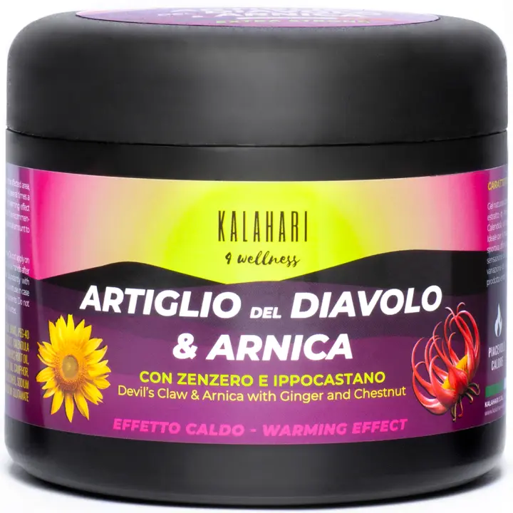 KALAHARI Garra del Diablo y Arnica Gel Extremo - Extra Fuerte - Efecto Calentador para Masajes Musculares y Articulares, Recuperación Muscular, Movilidad - Fórmula Natural, Made in Italy - 500ml - 1