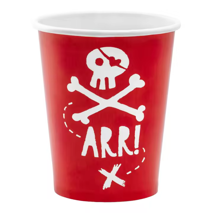 Vasos de papel de Piratas de 220 ml - PartyDeco - 6 unidades - 1