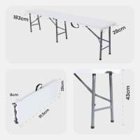 Arebos | Mesa Plegable y 2 Bancos | Mesa Plegable Portatil | Blanco | 7,25 kg por banco | MAX 150 kg | Mesa Plegable Camping - details 12
