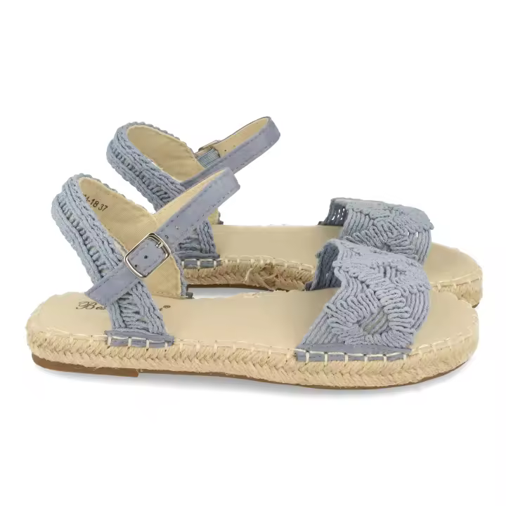 Davinia Shoes Sandalia de Yute para Mujer, Comodas, con Pala de Rafia Trenzada, y Cierre de Hebilla, Primavera Verano 2021 Shoes&Blues.es 2S25-Azul - 1