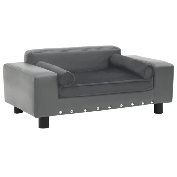 vidaXL Sofá para Perros Felpa y Cuero Sintético 81x43x31 cm Acolchado Color Gris oscuro,  Gris,  Marrón y mas - 1