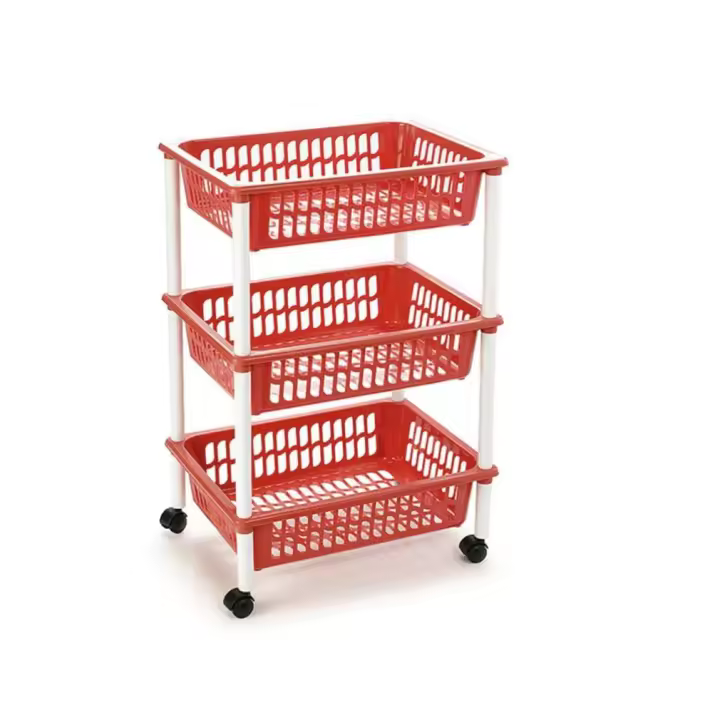 PLFT verdulero Carro with Rueda 3 Cesta 40x61x30cm, Cesta verdulero de With 3 Cesta, Carritos portaobjetos multiusos para organizar los Espacios domésticos, Organizer de Cocina y Hogar - 1
