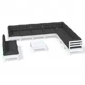 VIDAXL set de muebles de jardín de madera maciza de pino color gris antracita 11 piezas - 1