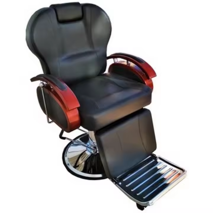Silla / Sillon Barbería Ergonómica APOLO para Barbería, Peluquería y Salón - Negro - Altura Ajustable, Giratoria y Cómoda - 1