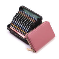 Cartera De Tarjetas De Negocio Para Hombres Y Mujeres En Gris PU Cuero Protegido Monedero Con Cierre De Cremallera 20 Espacios Para Tarjetas - details 18