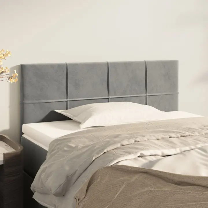 vidaXL Cabecero de terciopelo gris claro 100x5x78/88 cm - 1