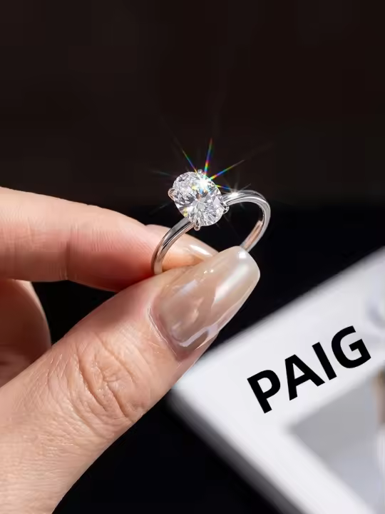 Anillo De Bodas Para Mujer 925 Plata Esterlina Brillante Oval Moissanita 1-2 Carrat Engaño Joyería Fina Anillo De Propuesta - 1