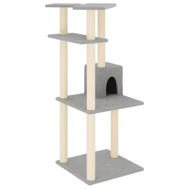 Rascador para Gatos con postes de isal gris Claro 123 cm - 1