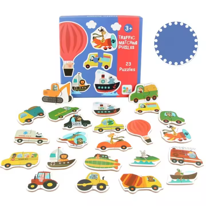 Juego De Rompecabezas De Madera Montessori Para Niños Cognición Temprana Educativo Juguete De Aprendizaje Temprano Animal Fruta Tráfico Regalos - 1